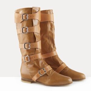 Suede Leather Buckle Boots